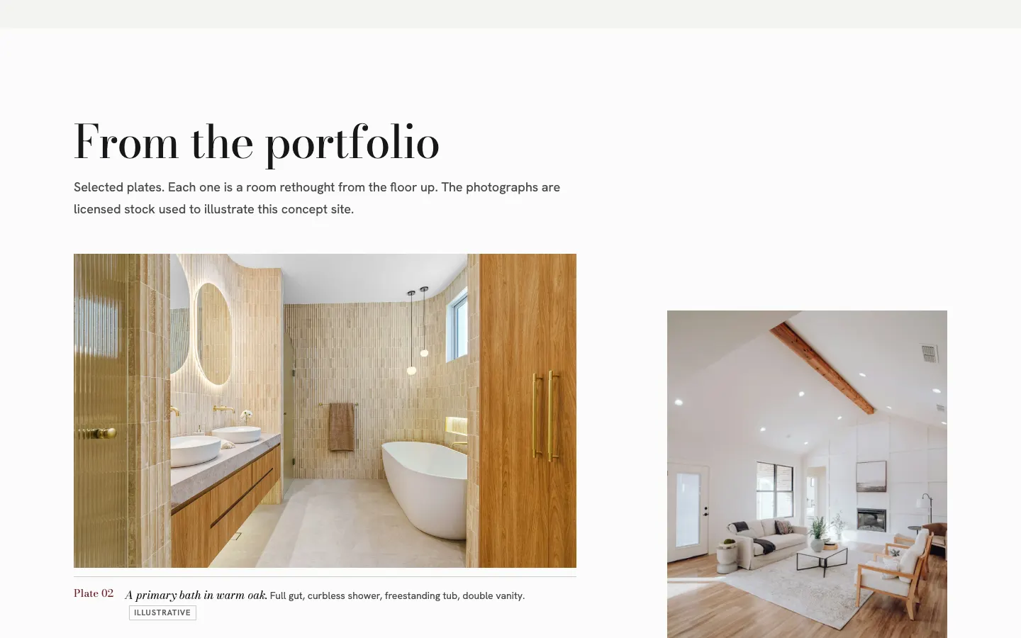 A project plate from the remodeling concept portfolio